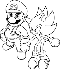 Mario and Sonic coloring page join forces